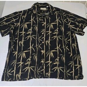 Carribean Pure Silk Men's XL Button-Down Short-Sleeve Shirt‎